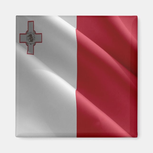 zMT002 MALTESE waving FLAG Malta, Fridge Magnet (Front)