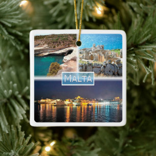 zMT003 PETER D POOL MNAJDRA BY NIGHT Malta, Ceramic Ornament