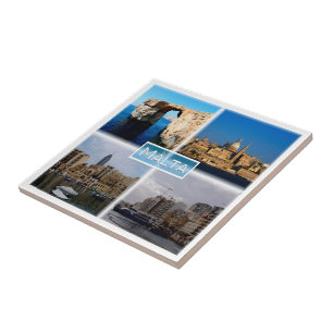 zMT004 LA VALLETTA SKYLINE, Malta, Ceramic Tile
