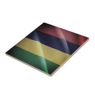 zMU002 MAURITIUS, Waving Flag, Africa, Ceramic Tile