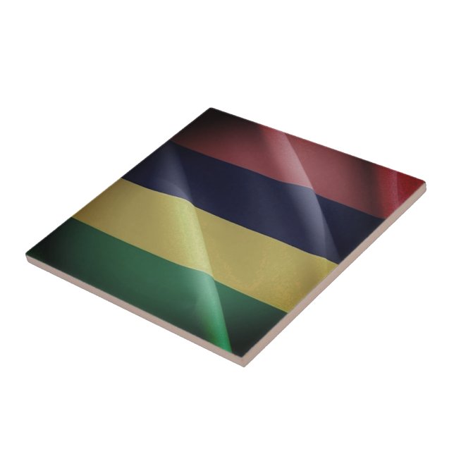 zMU002 MAURITIUS, Waving Flag, Africa, Ceramic Tile (Side)