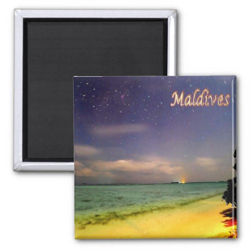 zMV012 MOONLIT beach Maldives Asia Fridge Magnet