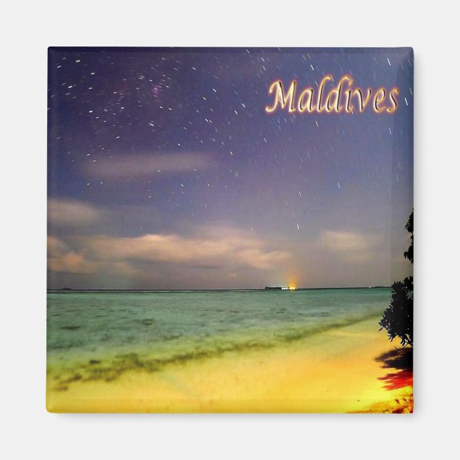 zMV012 MOONLIT beach, Maldives, Asia, Fridge Magnet (Front)