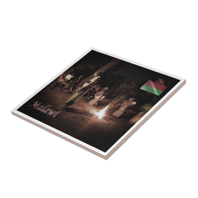 zMW003 MALAWI, Folkloristic Dance, Africa, Ceramic Tile (Side)