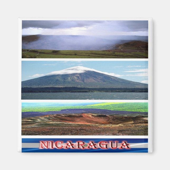 zNI006 NICARAGUA, Mosaic, Volcano, America, Fridge Magnet (Front)