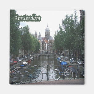 zNL008 AMSTERDAM bicycles on the canal bridge, Magnet