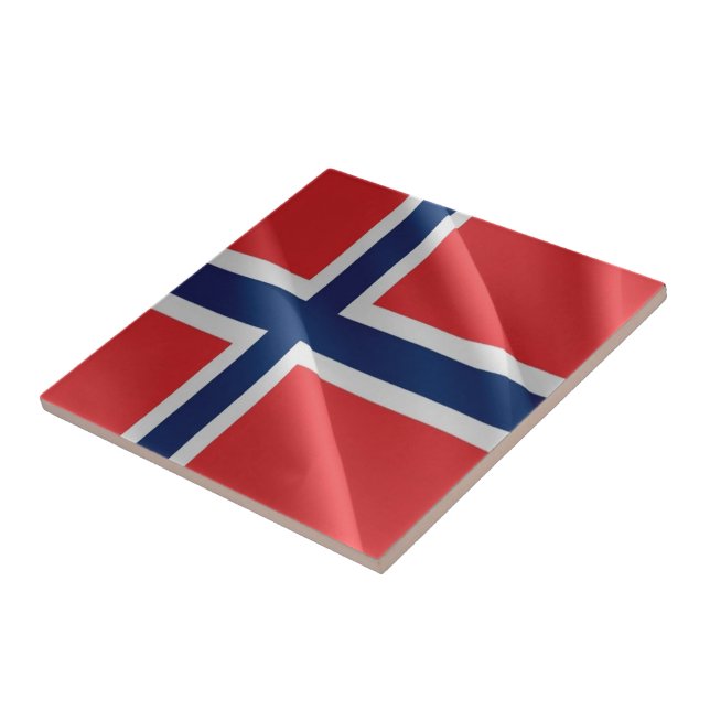 zNO002  NORWEGIAN waving FLAG, Norway, Ceramic Tile (Side)