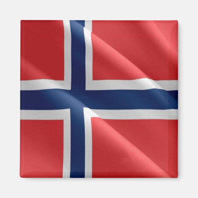 zNO002  NORWEGIAN waving FLAG, Norway, Fridge Magnet (Front)