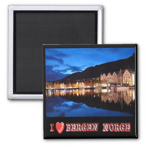 zNO021 BERGEN Norway I  Love Fridge Magnet