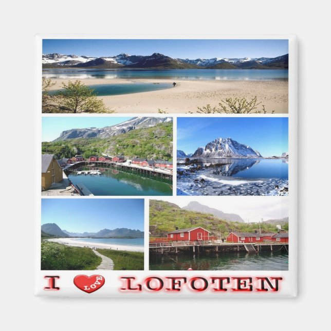 zNO037 LOFOTEN "I Love", Norway, Europe, Fridge Magnet (Front)