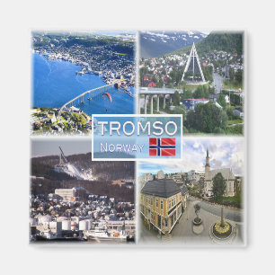zNO049 TROMSO Artic Cathedral, aerial view, Norway Magnet