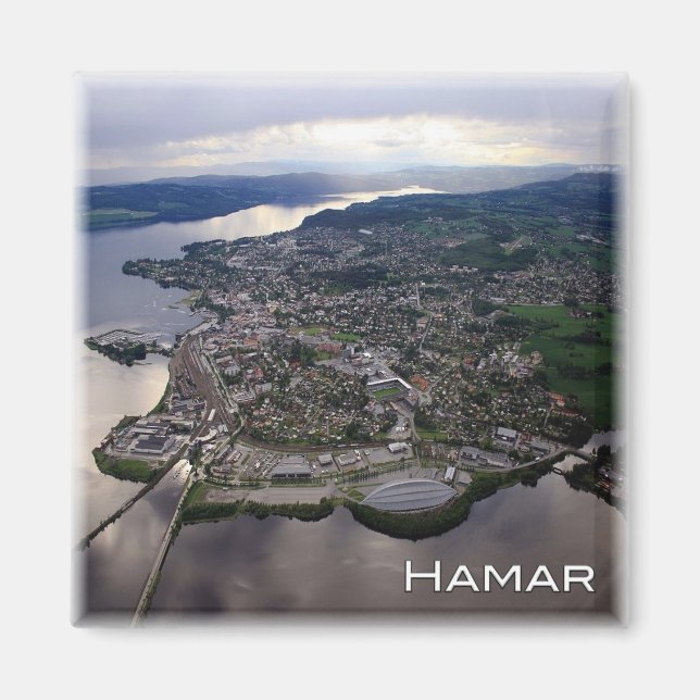 zNO052 HAMAR panorama, Norway, Europe, Fridge Magnet (Front)
