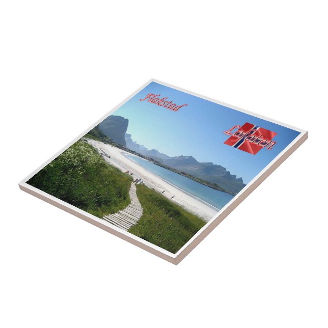 zNO142 FLAKSTAD, Lofoten, Norway, Ceramic Tile (Side)
