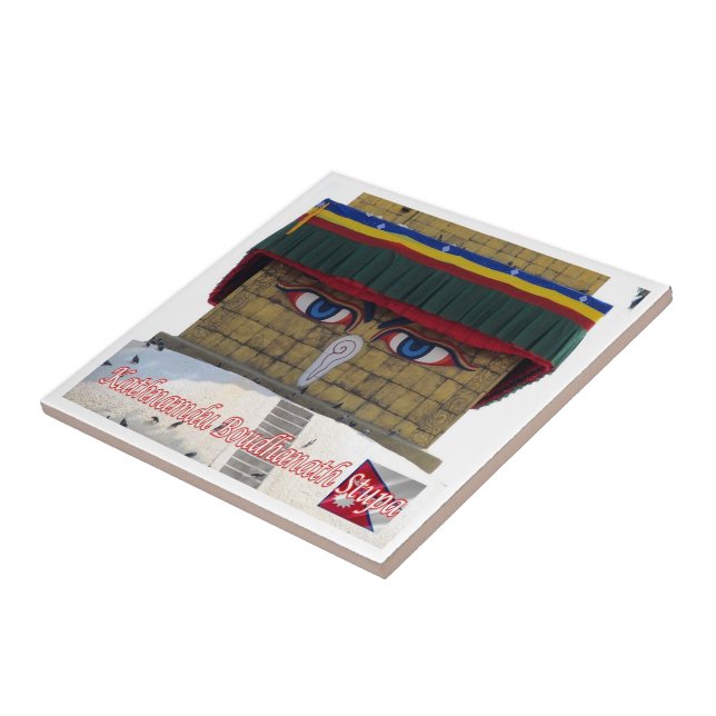 zNP006 Boudhanath Stupa KATHMANDU, Nepal, Ceramic Tile (Side)