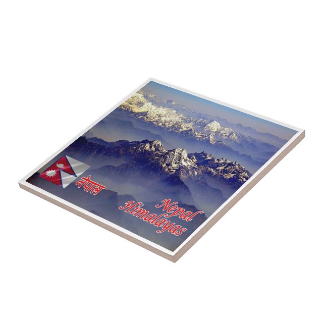 zNP013 mountain range HIMALAYAS, Nepal, Ceramic Tile (Side)