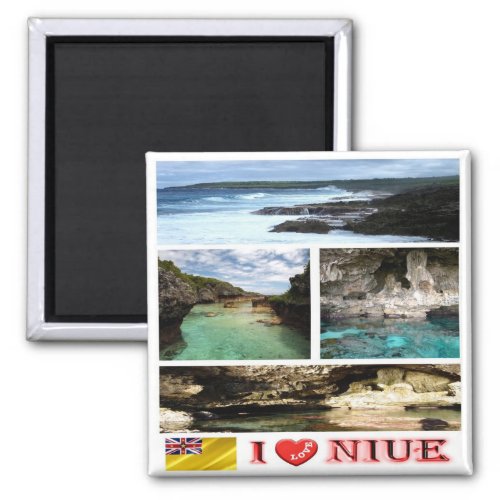 zNU003 NIUE I LOVE Mosaic Oceania Fridge Magnet