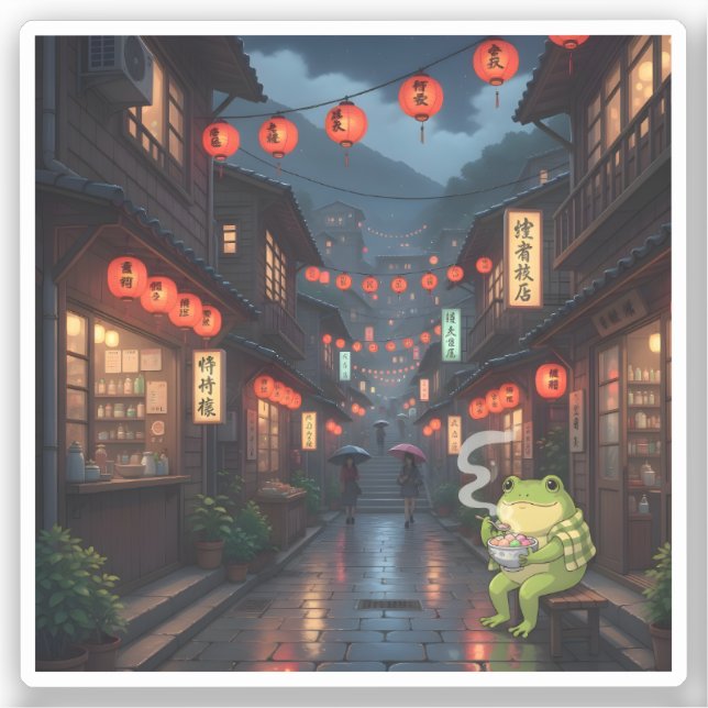 Zochi Explores Jiufen Old Street Lantern Nights Sticker (Front)