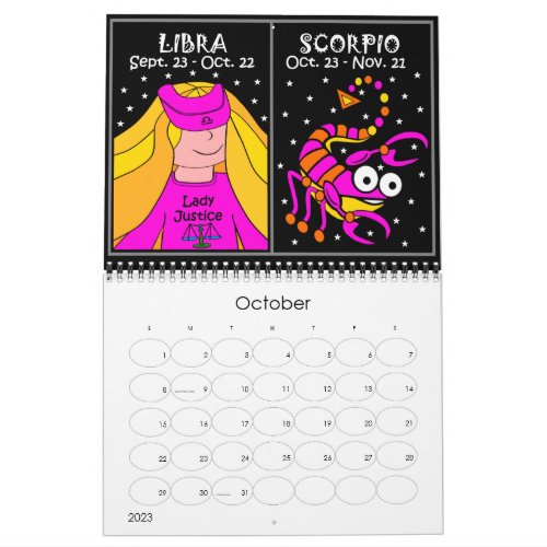 ZODIAC 12 MONTH CALENDAR