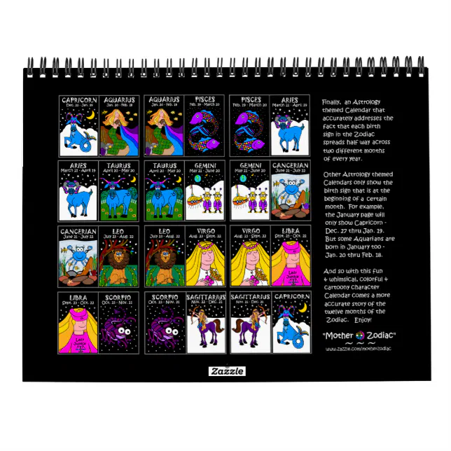 ZODIAC 12 MONTH CALENDAR Zazzle