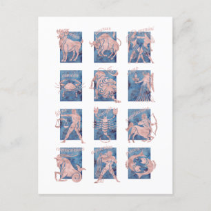 Zodiac 12 Star Signs Postcard