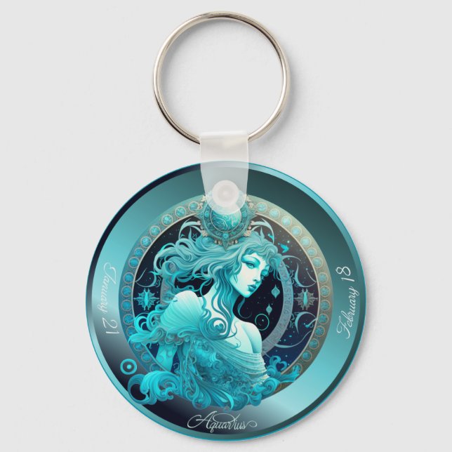Zodiac Aquarius  Customize Personal  Keychain (Front)