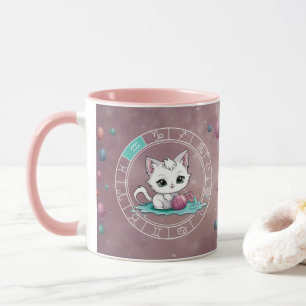 Zodiac Aquarius Cute Cat Wheel Planet Astrology Mug