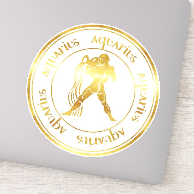 Zodiac : Aquarius Gold Foil (Look) Seal Sticker (Detail)