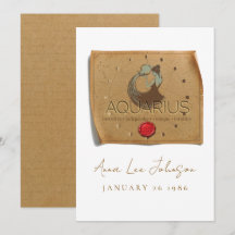 ZODIAC - Aquarius - Personalized Birthday Card