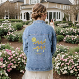Zodiac Aquarius Personalized Name Jean Denim Jacket