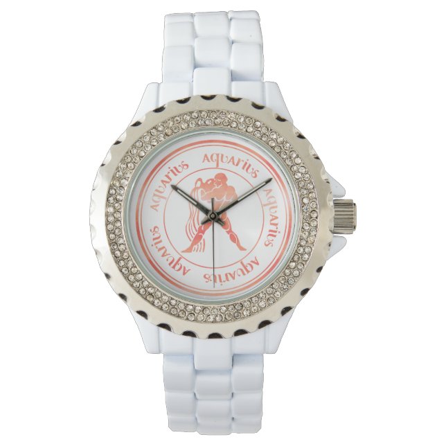 Zodiac : Aquarius Rose Gold Foil (Look) Seal Watch (Front)