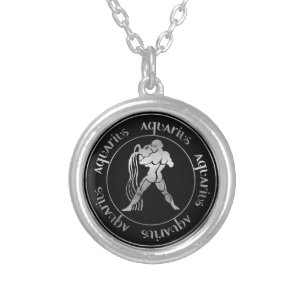 Zodiac : Aquarius Silver Foil (Look) Seal Plated Necklace