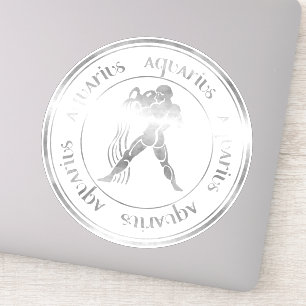 Zodiac : Aquarius Silver Foil (Look) Seal Sticker
