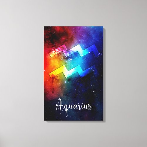 Zodiac  Aquarius Space Rainbow Canvas Print