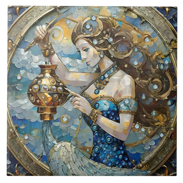 Zodiac - Aquarius The Water Bearer Ceramic Tile (Front)