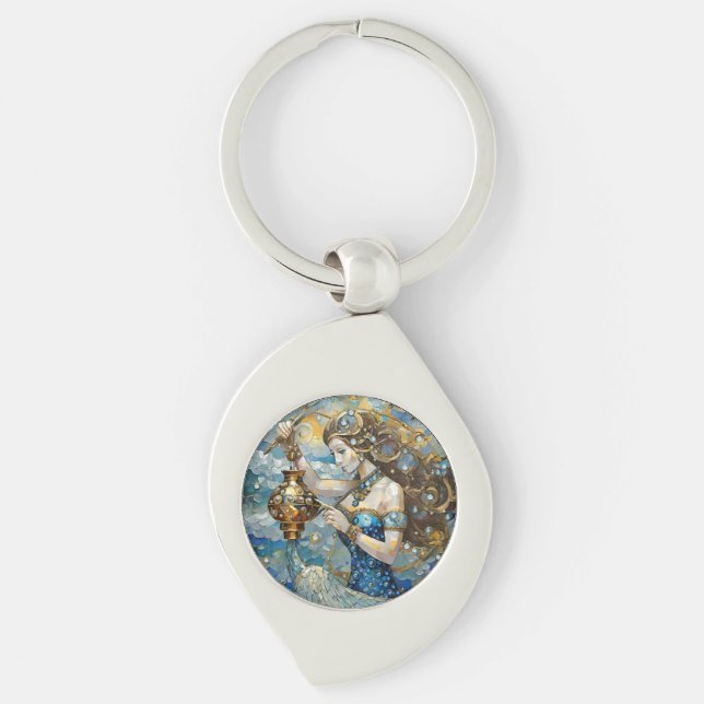 Zodiac - Aquarius The Water Bearer Keychain (Front)