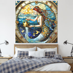 Zodiac - Aquarius The Water Bearer Mermaid Canvas Print