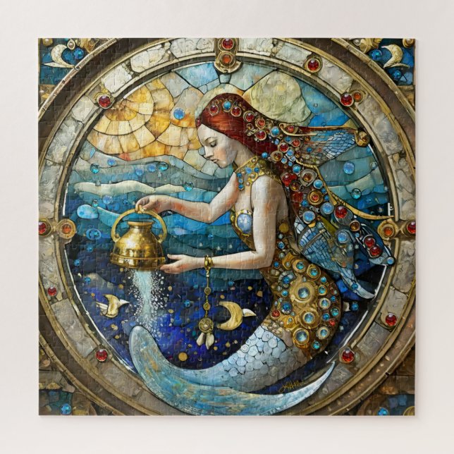 Zodiac - Aquarius The Water Bearer Mermaid Jigsaw Puzzle (Vertical)