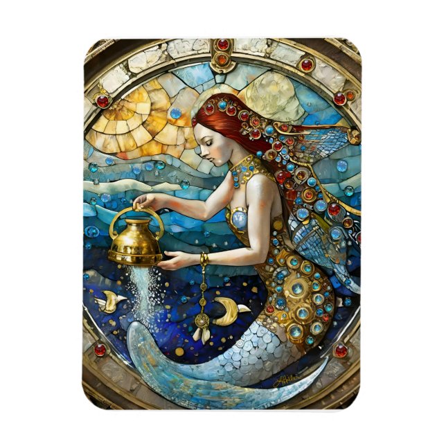 Zodiac - Aquarius The Water Bearer Mermaid Magnet (Vertical)