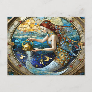 Zodiac - Aquarius The Water Bearer Mermaid Postcard
