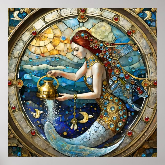 Zodiac - Aquarius The Water Bearer Mermaid Poster (Front)