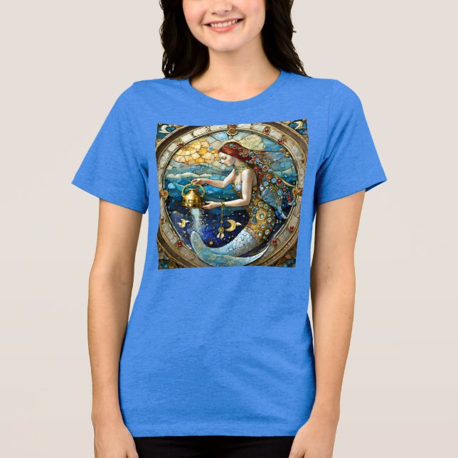 Zodiac - Aquarius The Water Bearer Mermaid Tri-Blend Shirt (Front)