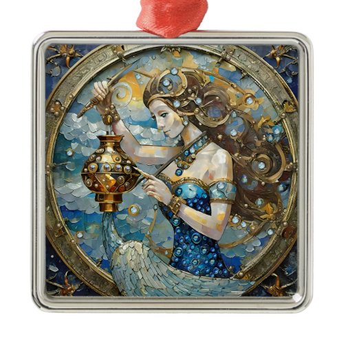 Zodiac - Aquarius The Water Bearer Metal Ornament