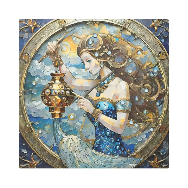 Zodiac - Aquarius The Water Bearer Metal Print (Front)