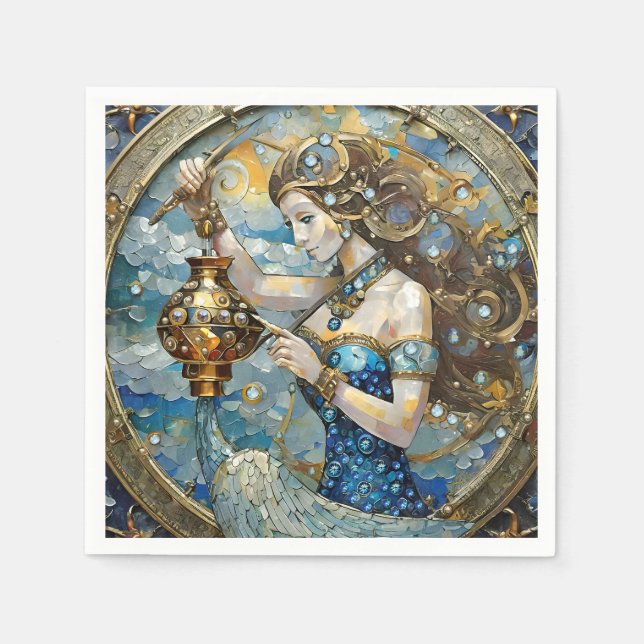Zodiac - Aquarius The Water Bearer Napkins (Front)