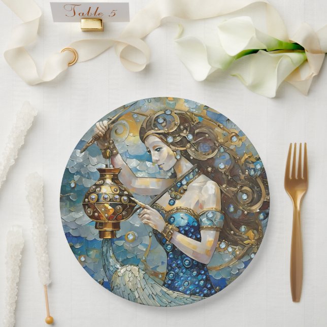 Zodiac - Aquarius The Water Bearer Paper Plates (Wedding)