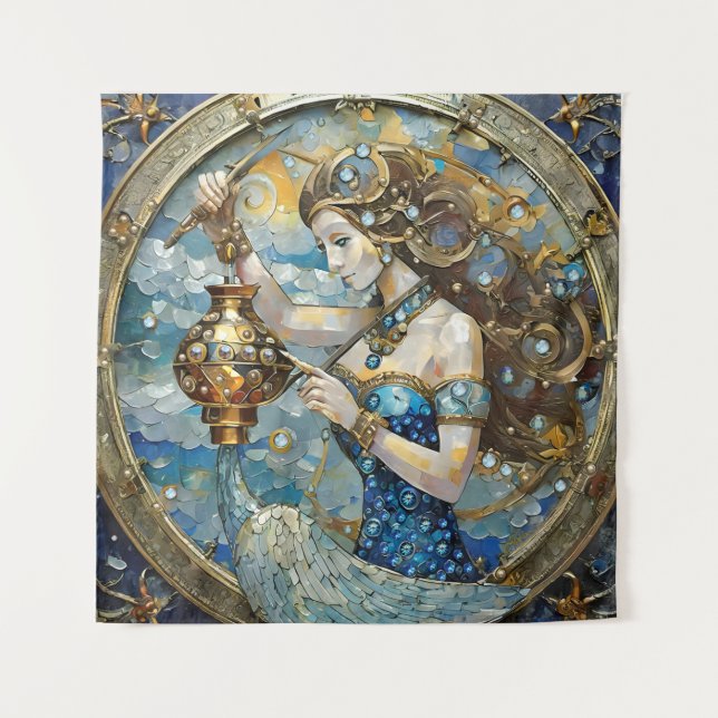 Zodiac - Aquarius The Water Bearer Tapestry (Front)