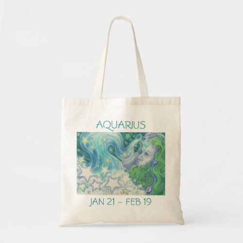 Zodiac Aquarius tote bag text