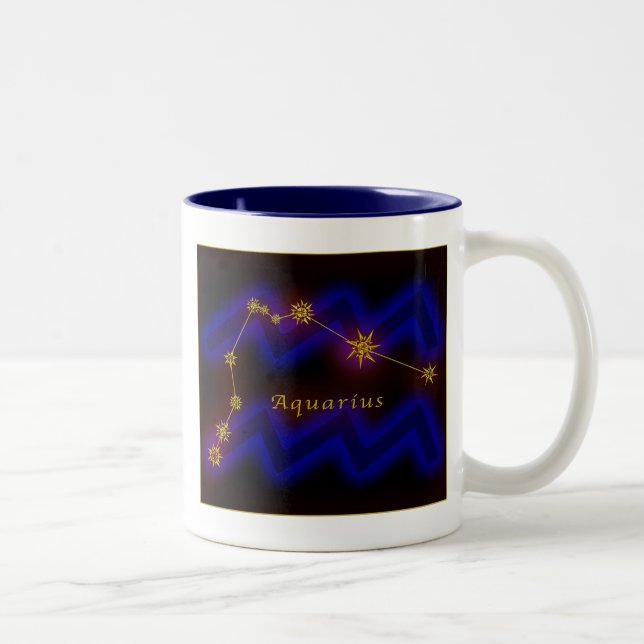 Zodiac - Aquarius Two-Tone Coffee Mug (Right)