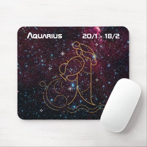 Zodiac Aquarius Water Bearer Glitter Cosmos Mouse Pad