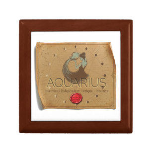 Zodiac Aquarius Wood Keepsake Box
